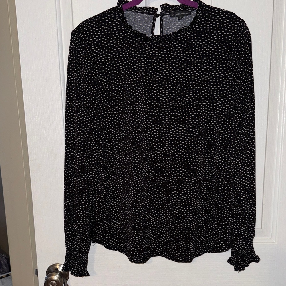 💰Adrianna Papell black and White Polka Dot Women's Top